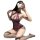 Woman in qqny vintage lace sheer open-crotch chemise with fishnet stockings, posing seductively for date night lingerie look.