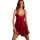 Woman wearing red qqny lingerie set with underwire push-up bra and matching panty, sheer overlay, sensual design.