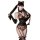 Woman in qqny womens sensual lace sleepwear set – pure allure elegant bedroom lingerie with leopard print and cat ears.