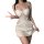 Woman wearing queen french deep v backless velvet cami set with lace detailing, elegant white sleepwear for women.