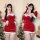 Sexy christmas outfit featuring a red dress with santa hat, perfect for new years party role play and cosplay.