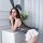 Sexy rabbit girl costume featuring backless design and strappy lingerie style bodysuit, perfect for cosplay with elegant bunn...