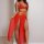 Sexy red rabbit girl costume set featuring intricate gold belts and flowing fabric, perfect for role play, cosplay, or bedroo...