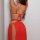 Sexy red rabbit girl costume set featuring halter top and thigh-high skirt with gold accents, perfect for role play, cosplay,...