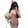 Woman in pink rabbit girl costume set with chest cutout, holding teddy bear and taking mirror selfie. sexy lingerie bodysuit ...