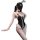 Rabbit girl lingerie set: sexy bondage bodysuit with open-crotch design, pure & tempting adult costume in black and white.