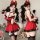Rainlianxin sexy maid lingerie set - red lace dress with bow headband, black stockings, and playful accessories for women. pe...