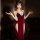 Elegant red velvet deep v sleep dress with black lace detailing and high slit, perfect for seductive nightwear.