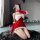 Red bow sexy christmas cosplay outfit - flirty skirt set for holiday parties & new year performances