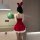 Red bunny girl costume - sexy lingerie dress for new year & christmas, no-remove seductive outfit