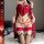 Red chinese-style lingerie set featuring hanfu-inspired design, combining doudou and qipao elements for a sexy yet elegant lo...