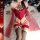 Red chinese-style lingerie set featuring hanfu-inspired design, perfect for festive occasions. includes elegant doudou and qi...