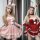 Sexy holiday party outfit featuring a red christmas bunny girl costume with plush bunny ears, festive dress, and playful acce...