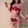 Red christmas bunny lingerie set featuring festive bunny design with white fur trimmings, perfect for holiday celebrations an...