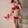 Red christmas bunny lingerie set featuring festive red and white colors with bunny ears, perfect for holiday-themed outfits.