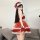 Red christmas lingerie dress set - festive holiday role play outfit for women featuring santa hat, lace details, and festive ...