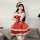 Red christmas lingerie dress set - festive holiday role play outfit for women featuring santa hat, gloves, and lace details.