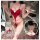 Red christmas lingerie set featuring a festive design with pom-poms, perfect for holiday cosplay outfits.