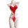 Red christmas lingerie set featuring a festive design with a v-neckline, delicate lace trim, and playful pom-poms for holiday...