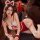 Red christmas sexy lingerie set featuring festive attire with bunny ears and stockings, perfect for holiday role play and new...