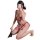 Red desire lace cheongsam outfit featuring sheer vintage butterfly embroidery, perfect for a sexy and elegant look.