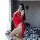 Red embroidered chinese tang suit lingerie - sheer seductive lace costume for adults, featuring sheer fabric and intricate em...