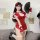 Red holiday lingerie set - sexy chinese-inspired new year & christmas party dress with qipao style