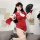 Red holiday lingerie set - sexy chinese-inspired new year & christmas party dress with qipao style