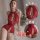 Sexy red lace bodysuit with open crotch and sheer bust - new years lingerie set for women