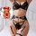 Woman wearing black lace garter belt set with gold chains, plus inset of red version. sexy shapewear and stocking holders.
