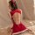 Red lace lingerie set featuring a new year chinese qipao costume with tassels, perfect for role play and sexy outfits.