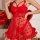 Red lace love flower sleep dress set featuring sheer mesh design, perfect for women seeking sexy intimate lingerie.