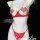 Red lace bra set featuring heart embellishments, sheer details, and push-up design for stylish lingerie appeal.
