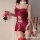 Sexy red low-cut slip dress with lace-up design, perfect for new year and christmas eve celebrations.