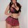 Red plaid lace lingerie set - sexy role play costume outfit for women, -style erotic ensemble