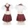 Red plaid pleated skirt set - cute schoolgirl jk uniform outfit for women, sexy modest costume