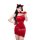 Red plush lingerie set - sexy christmas & new year matching sleepwear, backless bralette & skirt outfit for women