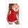 Red lace dress with white fur trim, perfect for festive holiday party wear. ideal sexy christmas and new years eve attire.