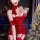 Red rabbit girl costume set featuring sequined christmas-themed lingerie, perfect for holiday parties and new year celebratio...