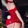 Sexy red rabbit girl costume set with sequined dress and fluffy tail, perfect for holiday parties and new year celebrations.