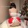 Red seductive christmas maid costume set for women – pure temptation lingerie sleepwear outfit featuring festive design and p...