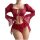 Red sexy lingerie set with floral embroidery, sheer sleeves, and skirted bikini bottom - pure & tempting -style vacation swi...