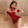 Red sparkle bunny girl lingerie set - sexy new year & christmas sleepwear, cute seductive outfit with sequins and headband