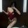 Red velvet bunny costume - sexy new year lingerie bodysuit with bow & cut-outs