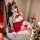Red velvet christmas lingerie set featuring sexy santa cosplay outfit with deer motif and busty silhouette, perfect for festi...