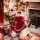 Sexy santa cosplay outfit featuring red velvet christmas lingerie set with deer motif and busty silhouette.