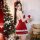 Red velvet christmas lingerie set featuring sexy santa cosplay outfit with deer motif and busty silhouette, perfect for festi...