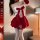 Sexy red velvet christmas lingerie set with bow detail, perfect holiday costume for cosplay and parties
