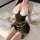 Elegant red velvet deep v lingerie set featuring lace trim and a retro christmas-inspired design, perfect for festive sleepwe...
