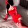 Red velvet lingerie set for women – sexy pure-temptation sleepwear & roleplay costume outfit featuring a form-fitting red dre...
